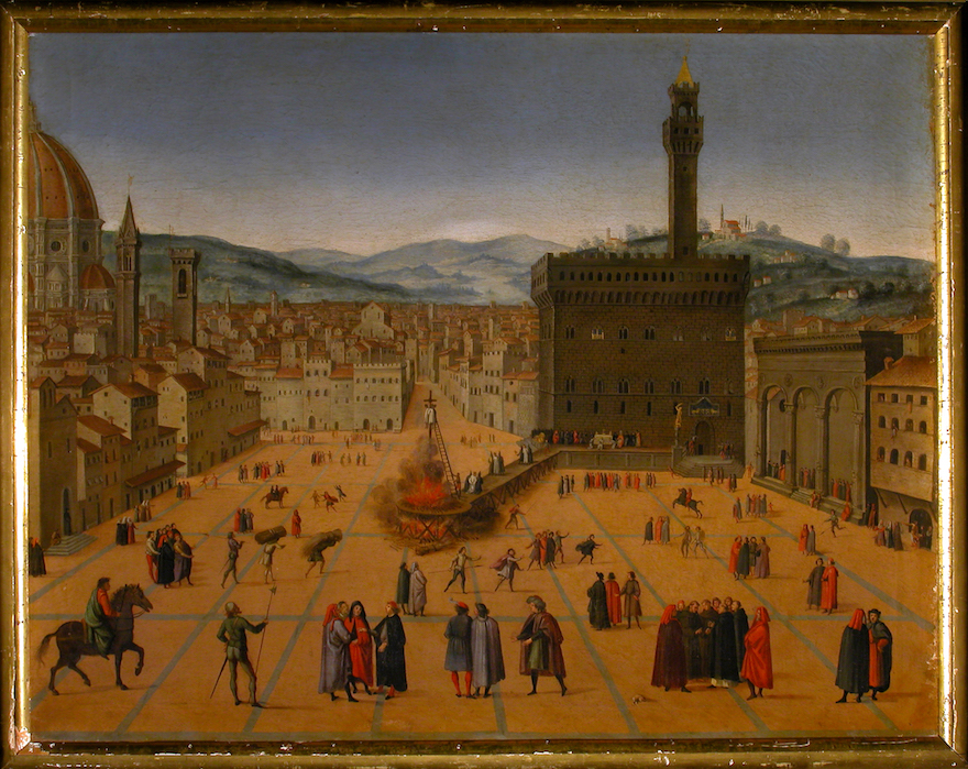 SCUOLA FIORENTINA DEL XVI - Veduta della Piazza Signoria col rogo di Savonarola