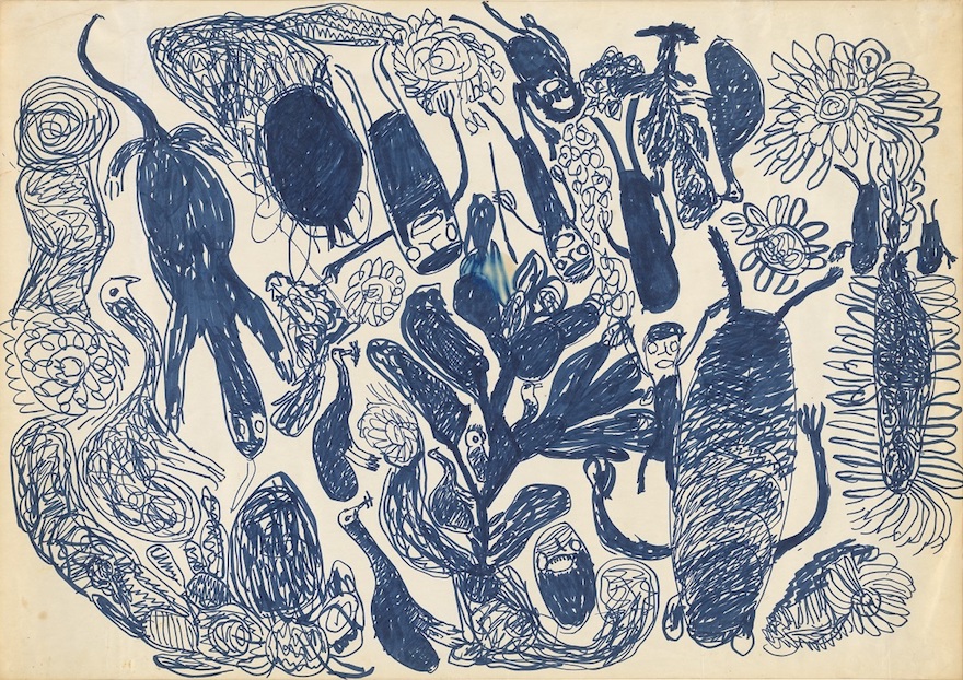 Pantjiti Mary McLean, Yultukunpa tjikini (drinking honey Grevillea) (detail), 1990, felt pen on paper, 60 x 84cm, Collection of the National Gallery of Australia.